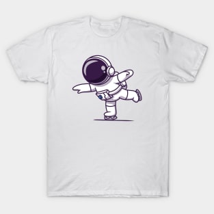 Cute Astronaut Playing Ice Skating T-Shirt